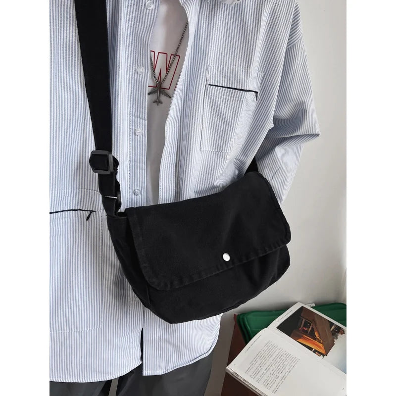 Solid Canvas Crossbody Bag – Unisex Shoulder Satchel Canvas Crossbody Bag Nixie