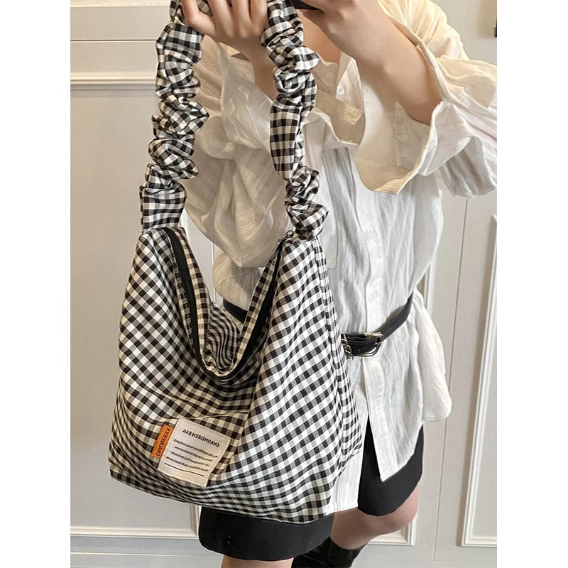 Women's Large Plaid Crossbody Bag – Houndstooth Shoulder Bag