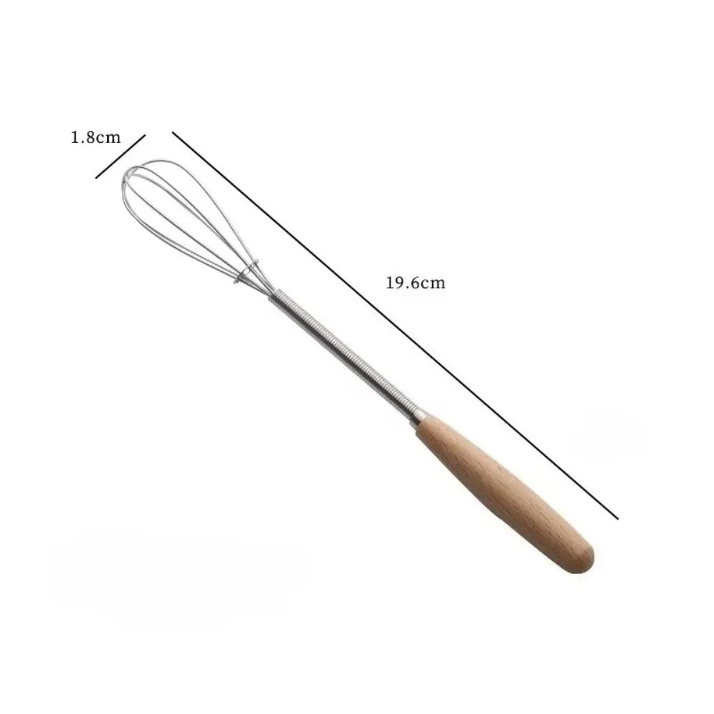 Nixie Mini Wood Handle Kitchen Whisk – Stainless Steel Egg Beater