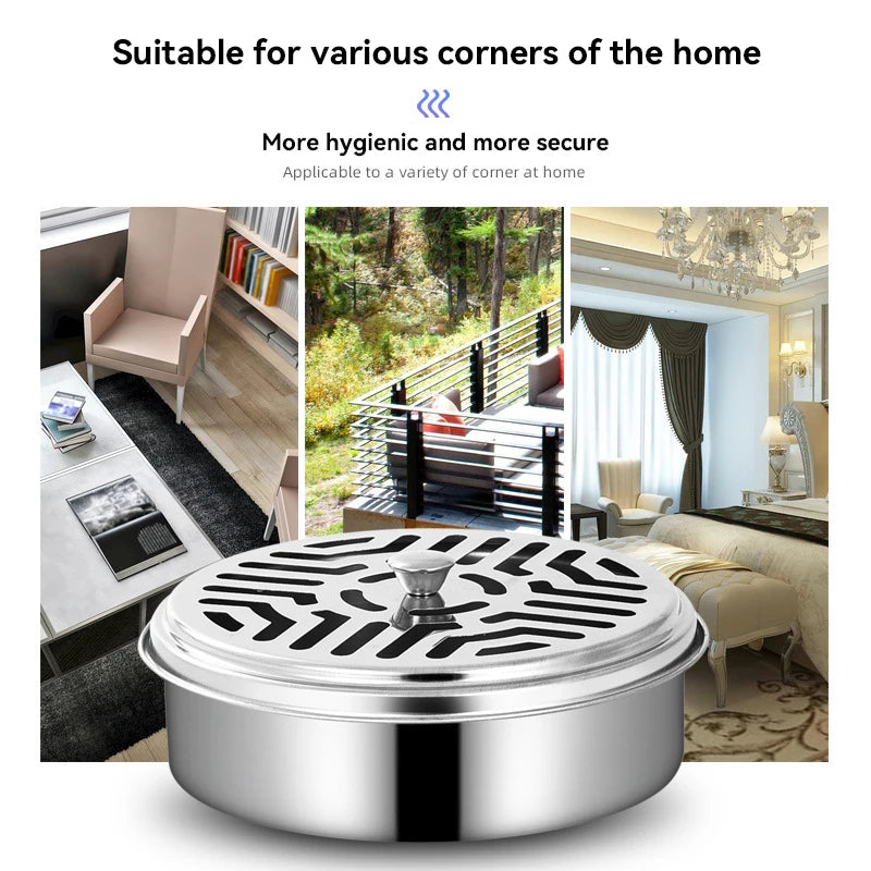 Stainless Steel Mosquito Coil Holder Tray with Cover Mosquito Coil Holder Nixie