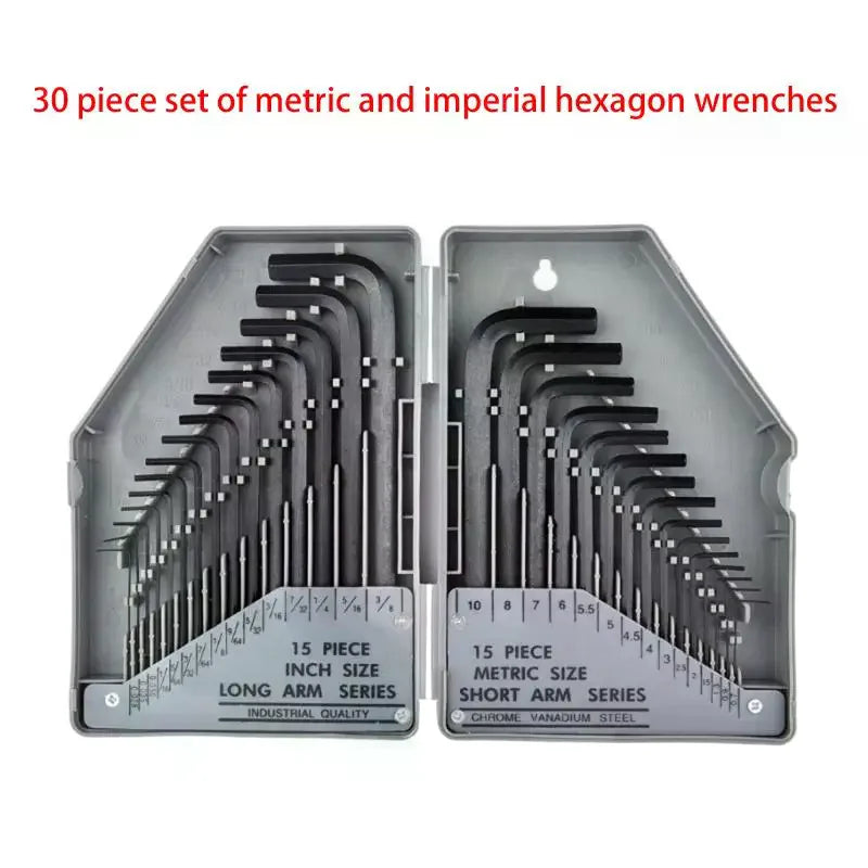 30-Pc S2 Steel Hex Key Allen Wrench Set – SAE & Metric Hex Key Wrench Set Nixie