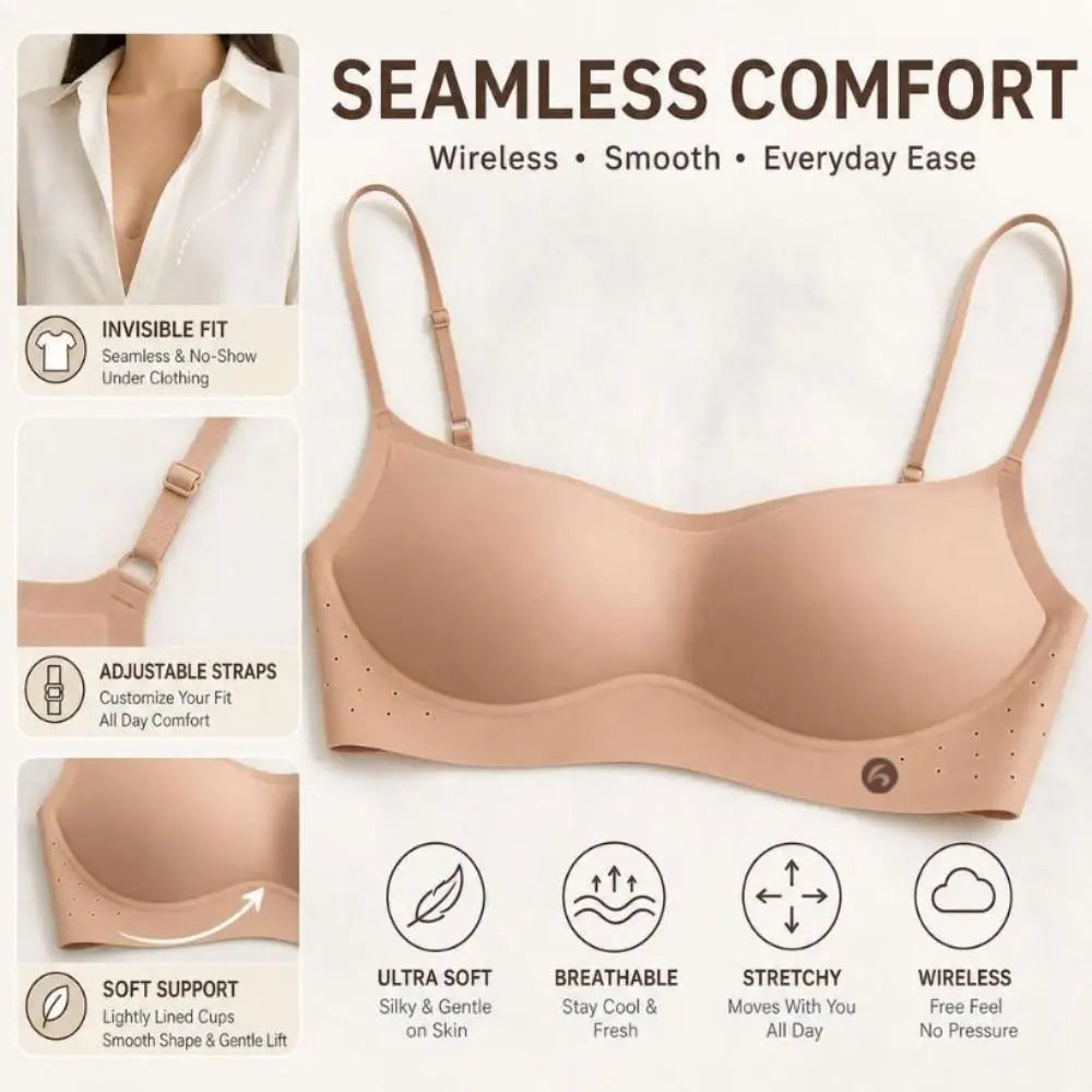 Women's Seamless Wireless Bra – Breathable Low-Neck Daily Wear Wireless Seamless Bra Nixie