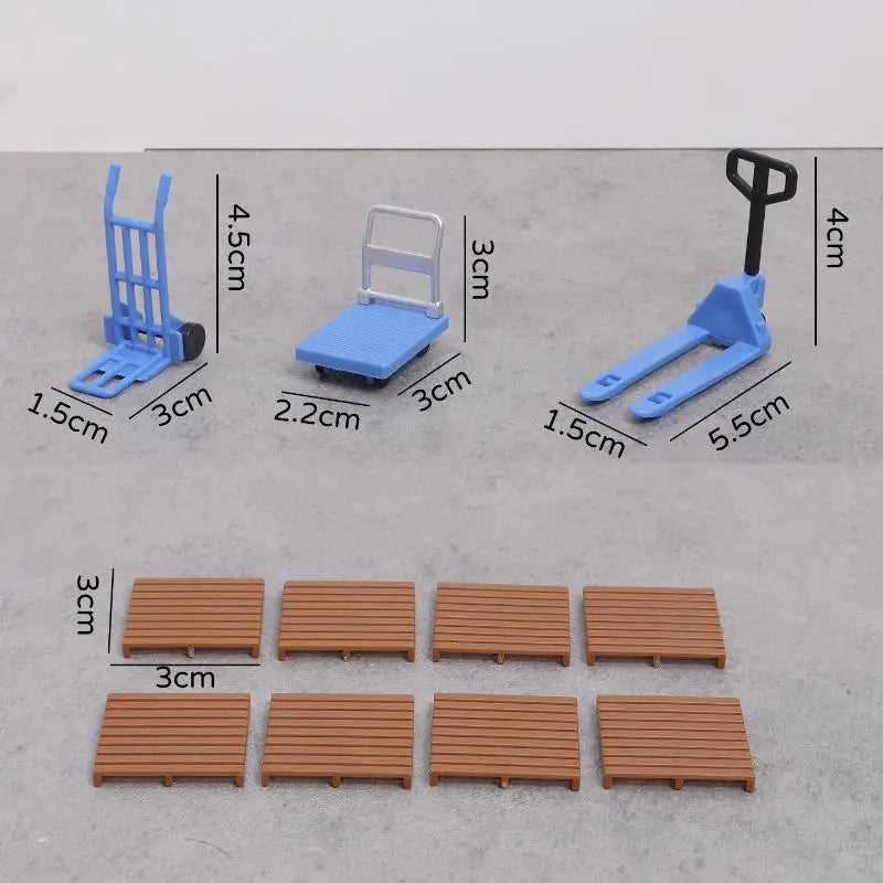 11Pcs Miniature Hand Cart Props Set – Diorama & Terrarium Decor