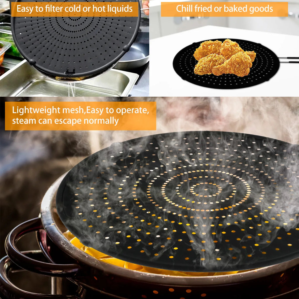 Silicone Splatter Screen Foldable Handle – Oil Splash Guard Splatter Screen Nixie