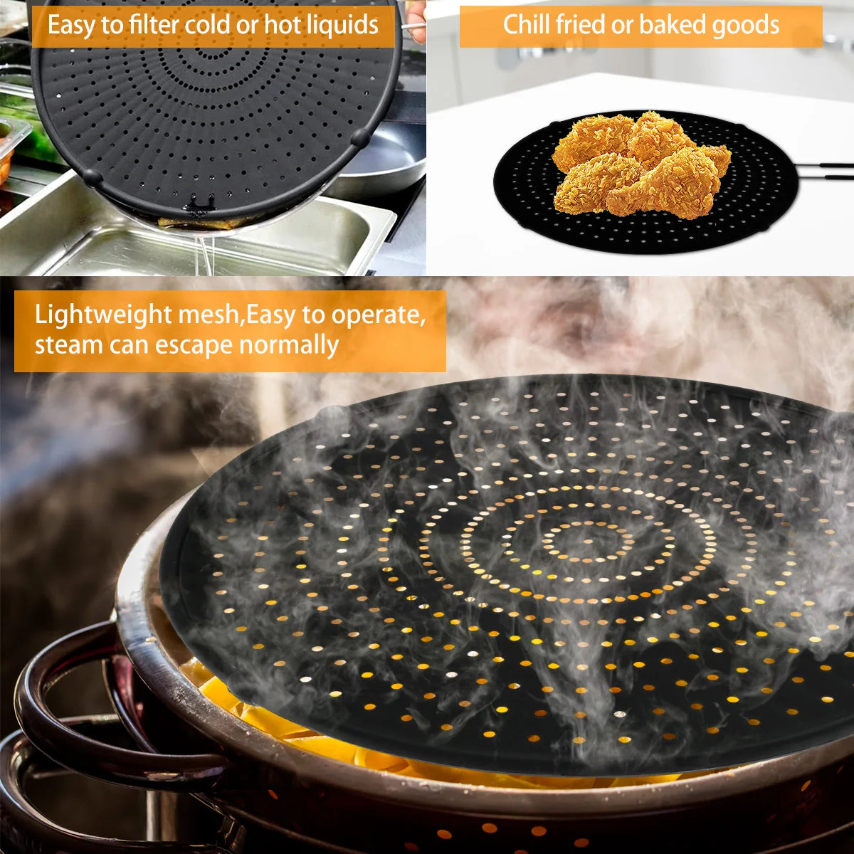 Silicone Splatter Screen Foldable Handle – Oil Splash Guard Splatter Screen Nixie