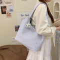 Korean Style Women's Canvas Tote Bag | Casual Commuter Bag Canvas Tote Bag Nixie Blue (No Charm)