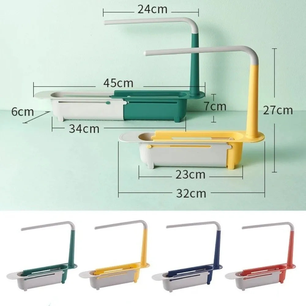 Expandable Kitchen Sink Organizer with Drainer Basket & Towel Rack Sink Shelf Organizer Nixie