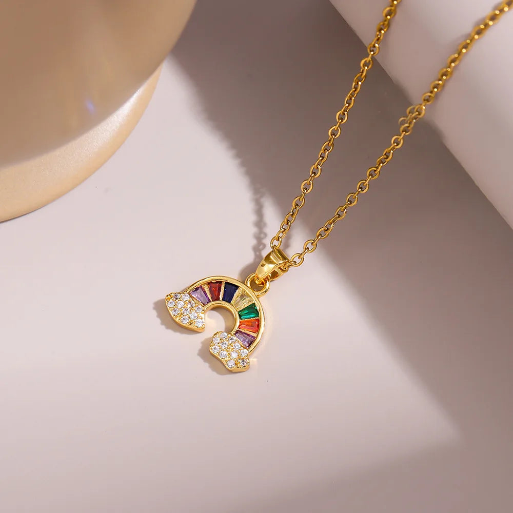 Rainbow Cloud Pendant Necklace – Minimalist Stainless Steel Pendant Necklace Nixie