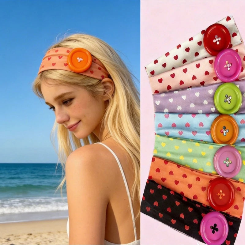 Women's Polka Dot Heart Scarf Headband – Stretchy & Skin-Friendly