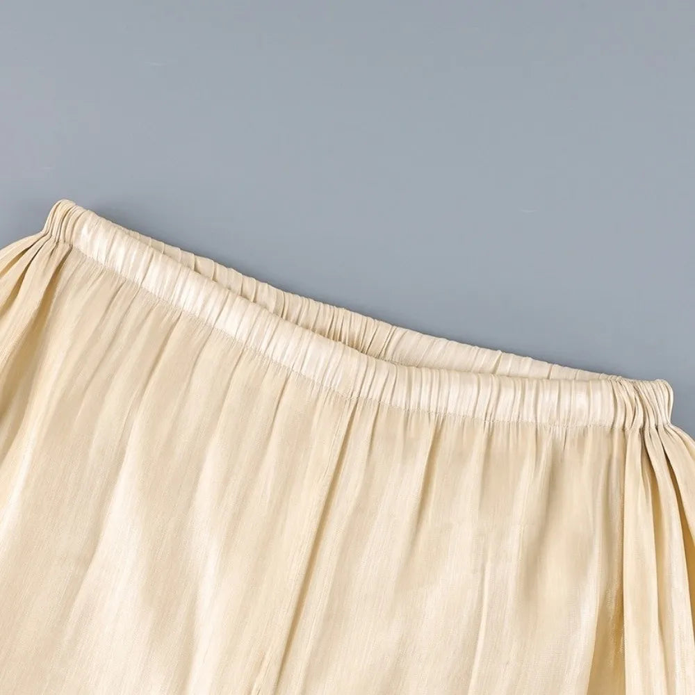 Women's Satin Wide-Leg Pants – Elegant High Waist Trousers Satin Wide-Leg Pants Nixie