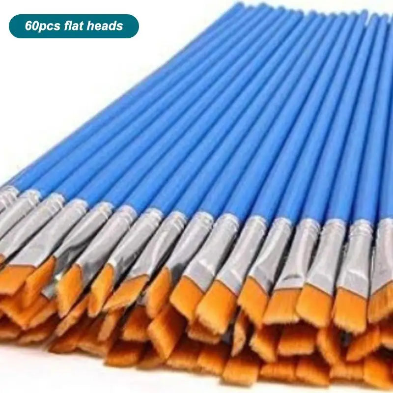 Nylon Paint Brush Set 30–110 Pcs | Round & Flat Art Brushes Art Paint Brush Set Nixie A3