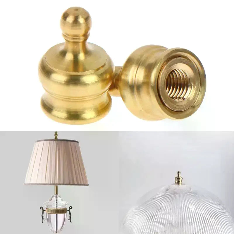 Solid Brass Lamp Shade Screw Cap Nuts & Adapter – 2 Sets