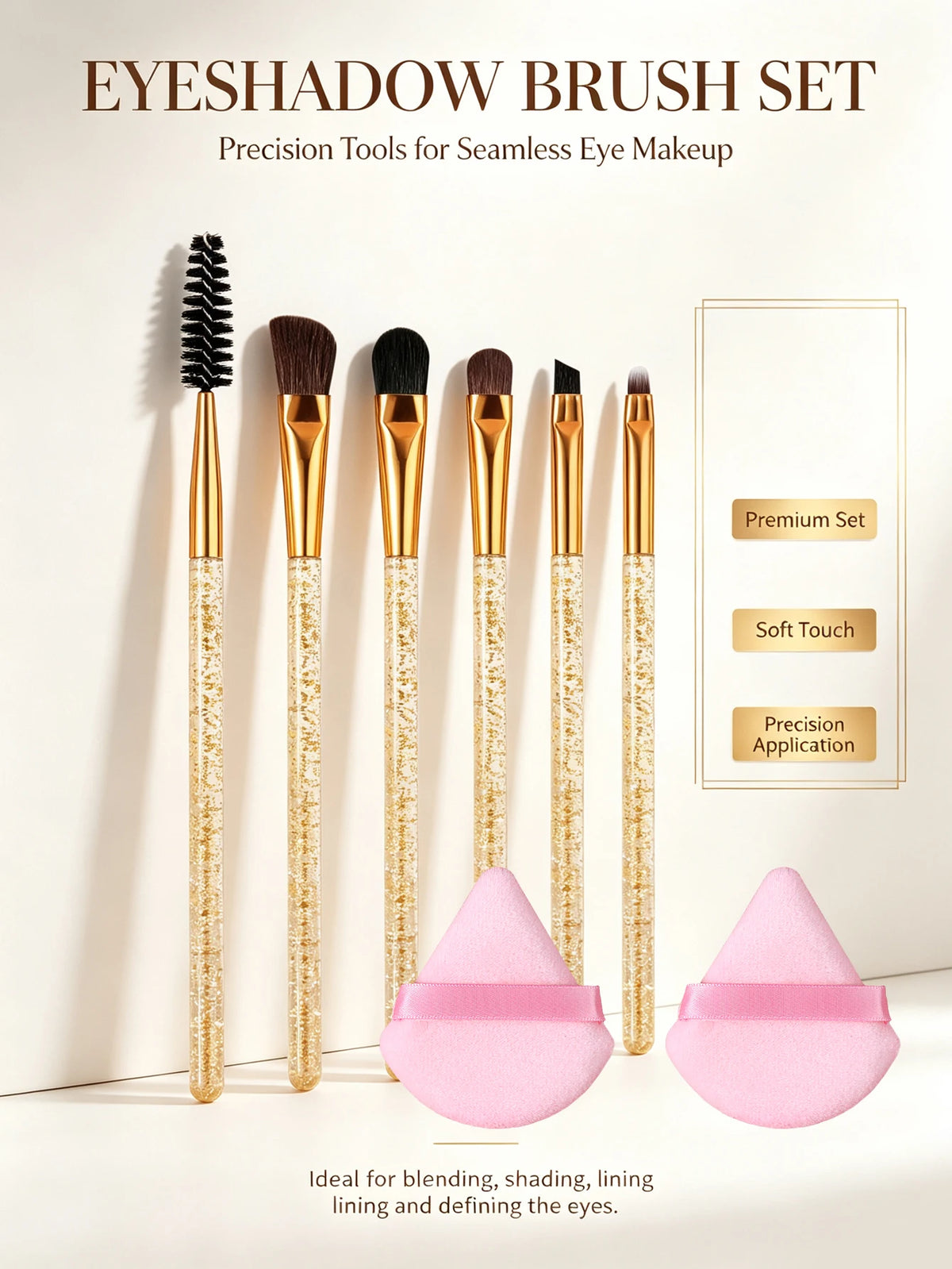 8-Piece Makeup Brush Set – Eye, Brow, Liner & Sponge Puff Makeup Brush Set Nixie
