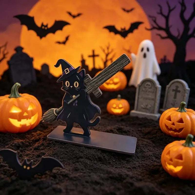Wooden Grim Reaper Skeleton Ornament – Halloween Tabletop Décor