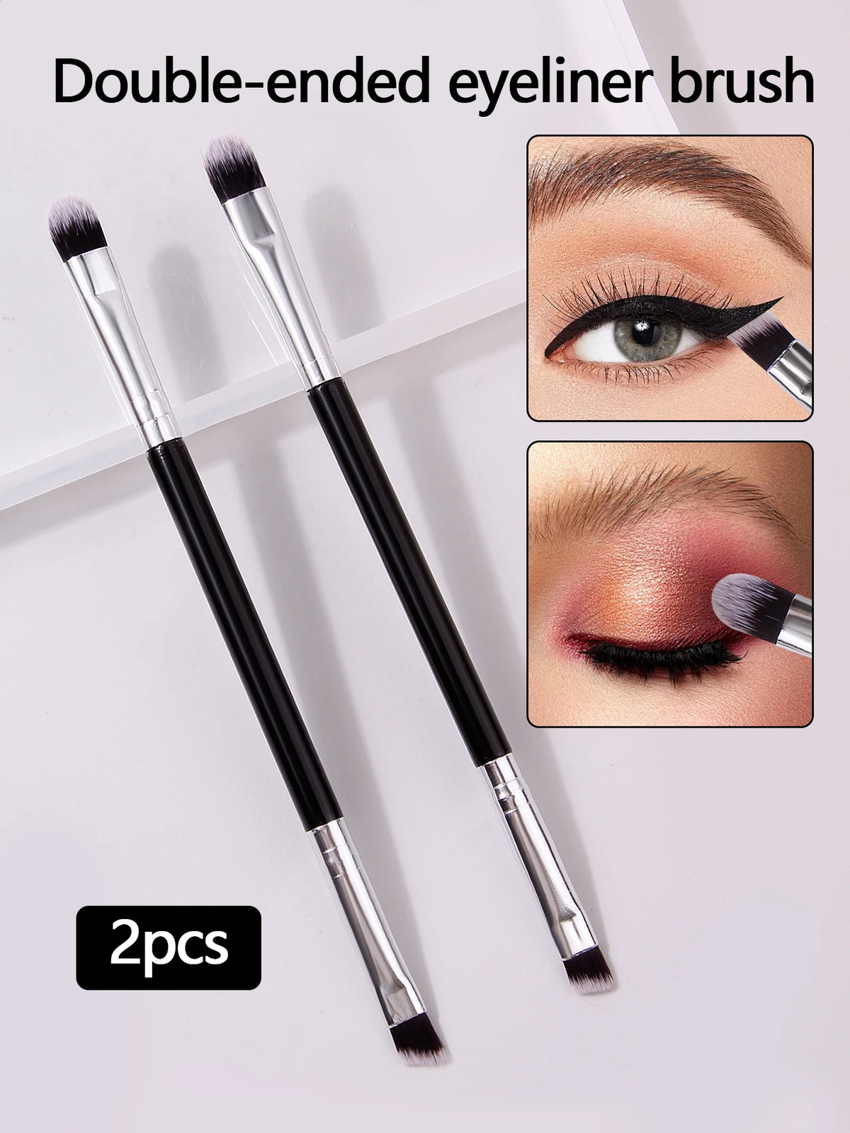 2pcs Double-Ended Eyeshadow & Eyebrow Makeup Brush Set Eye Makeup Brush Nixie