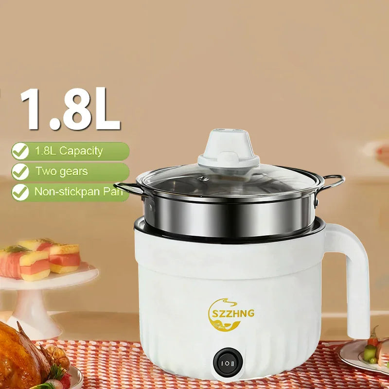 Mini Rice Cooker with Steamer 1.8L Non-Stick Electric Hot Pot Mini Rice Cooker Nixie