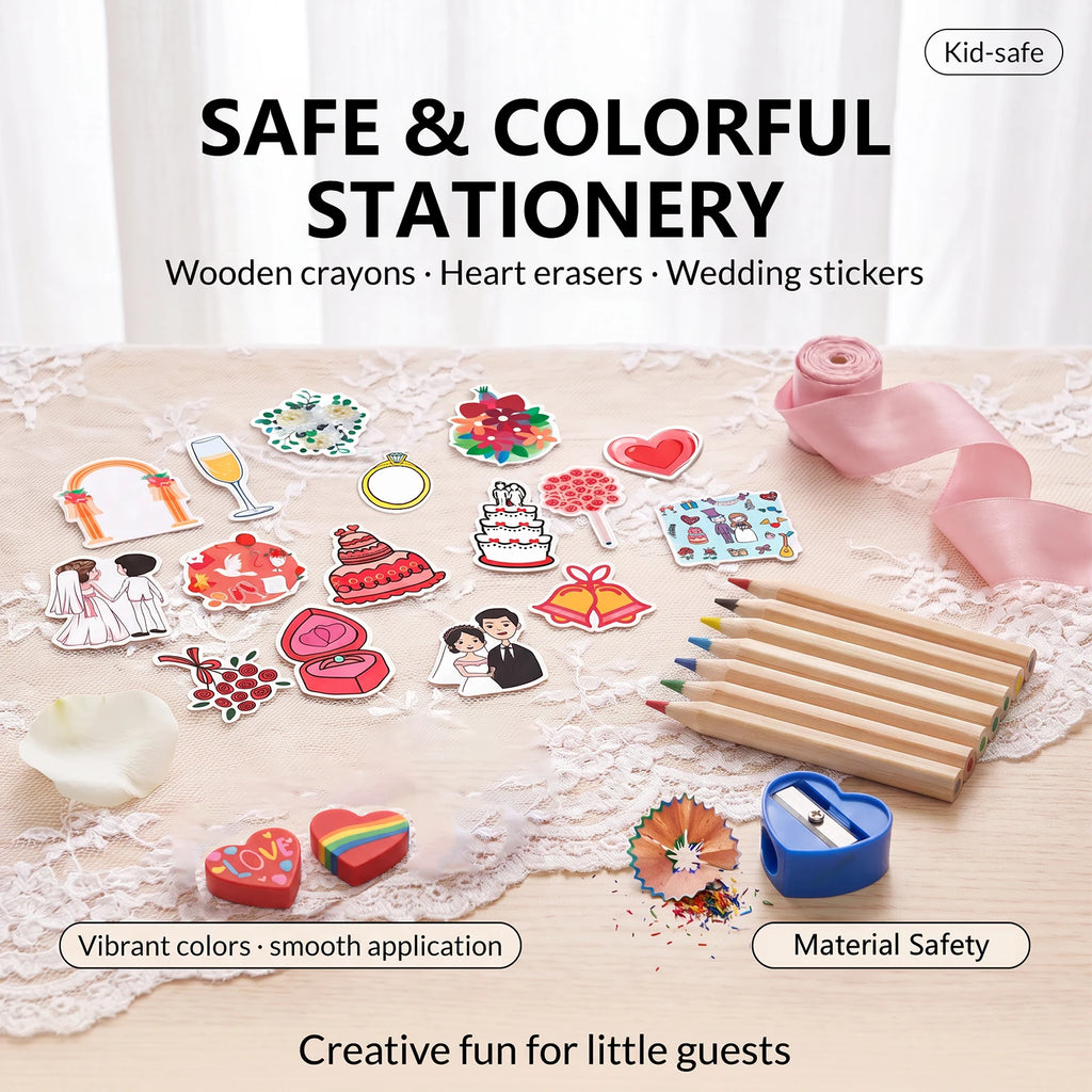 Kids Wedding Activity Pack – 12-Set Favor Kit with Coloring Books Wedding Activity Set Nixie