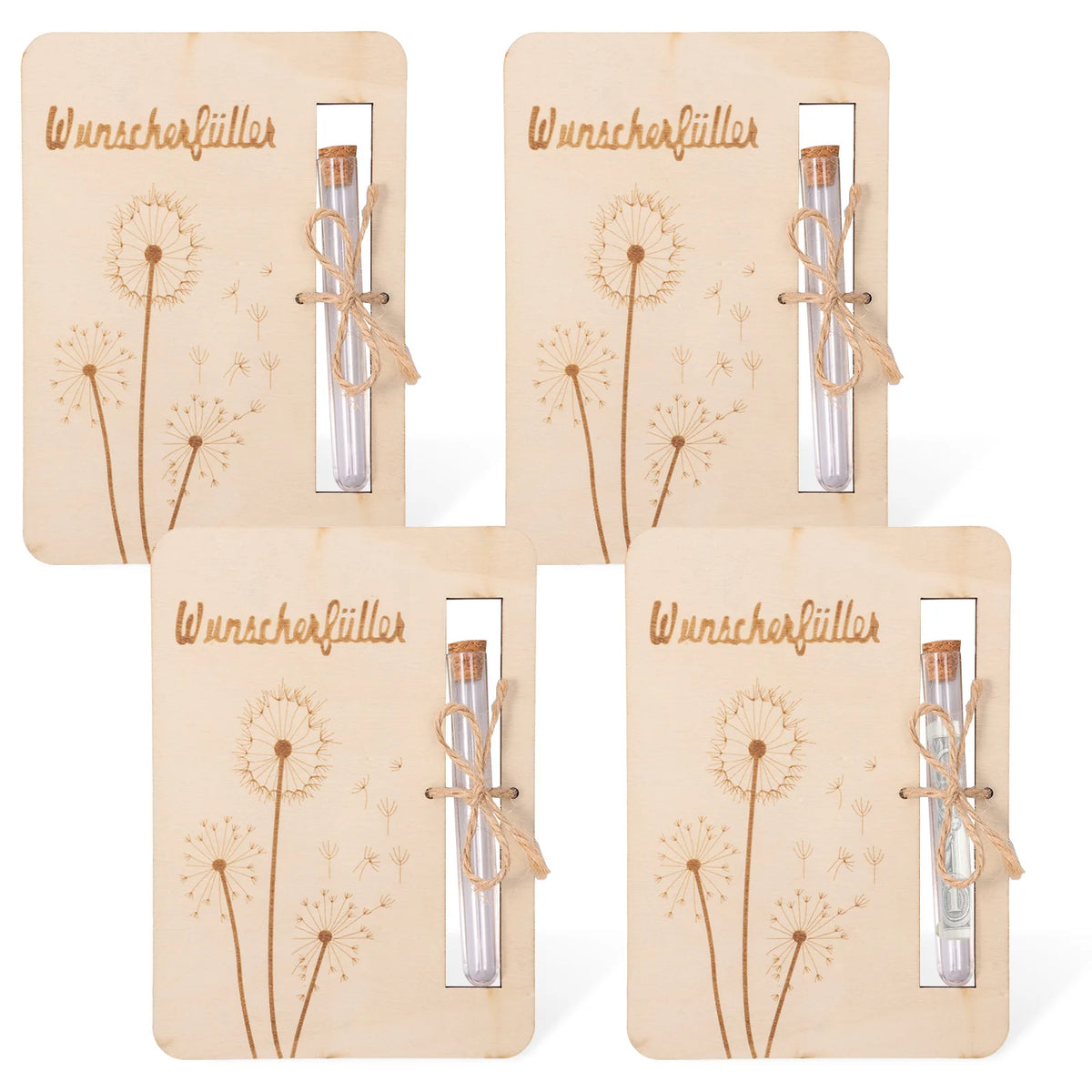 4Pcs Wooden Money Holder Cards with Test Tubes – Gift Set Gift Card Holder Nixie