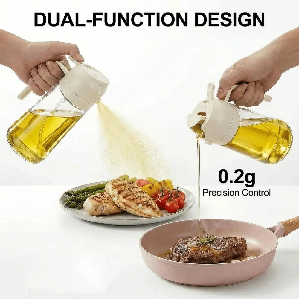 2-in-1 Glass Oil Dispenser & Sprayer Bottle Set – 2Pcs Oil Dispenser Sprayer Nixie