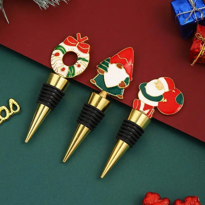 Christmas Wine Stopper – Festive Zinc Alloy & Silicone Seal Wine Bottle Stopper Nixie