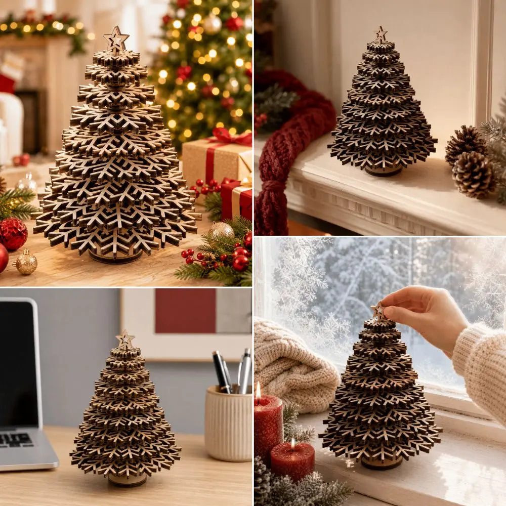 DIY Wooden Christmas Tree Ornament with Snowflake Plate Christmas Tree Ornament Nixie