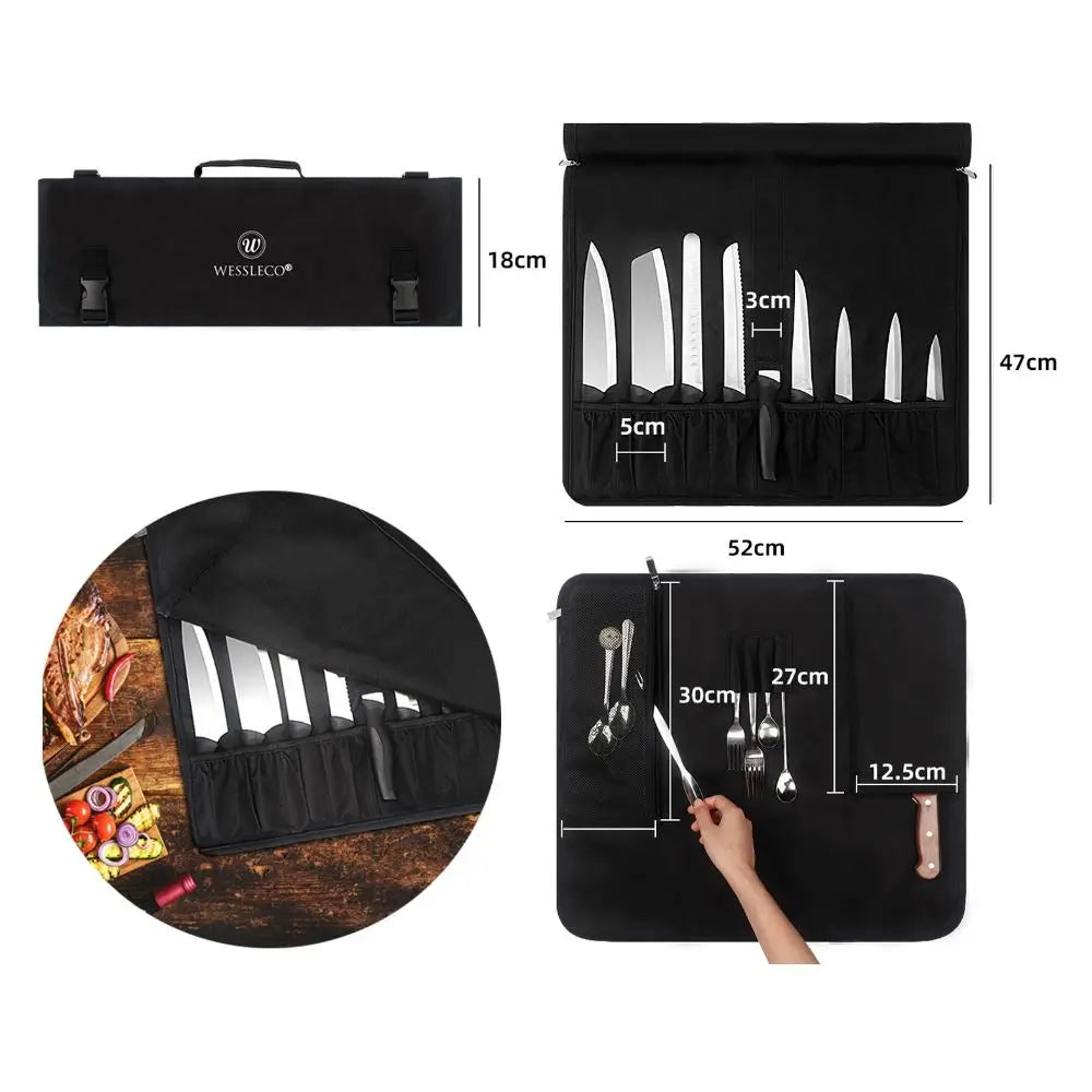 Oxford Chef Knife Roll Bag – Large Capacity & Shoulder Strap