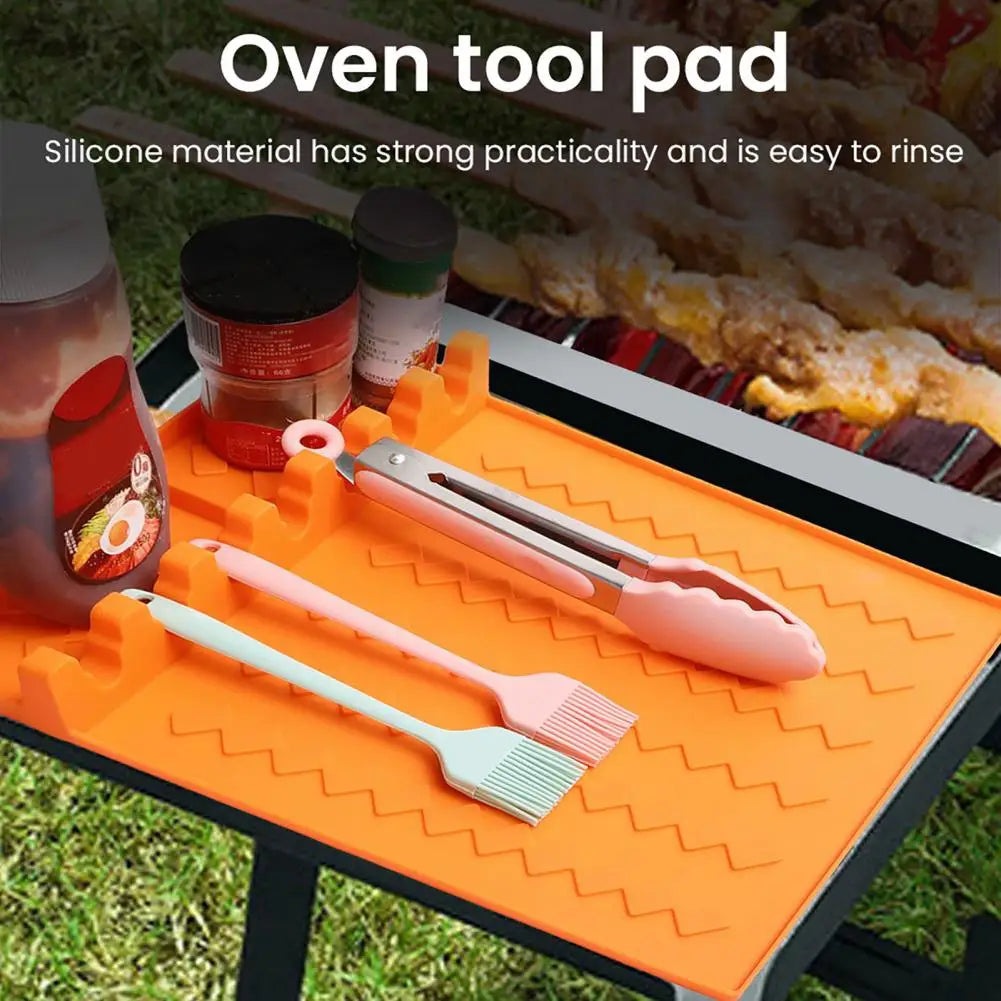 Food-Grade Silicone BBQ Grill Mat – Non-Slip Spatula Holder Silicone Grill Mat Nixie