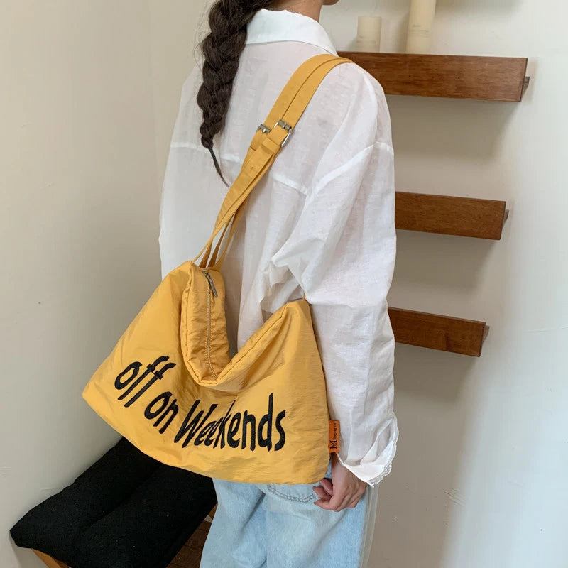 Korean Style Large Capacity Nylon Shoulder Crossbody Bag