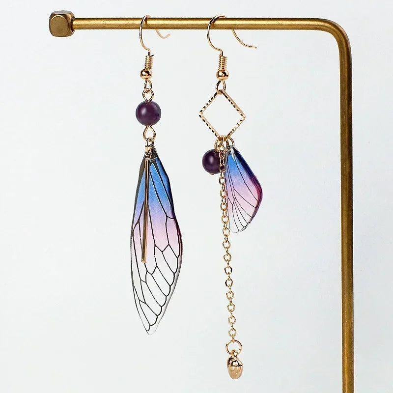 3 Pairs Fairy Butterfly Gradient Asymmetric Drop Earrings Set Drop Earrings Set Nixie