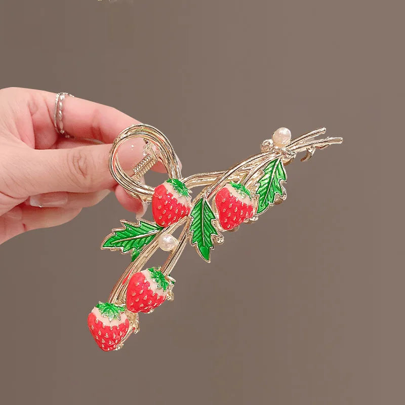 Strawberry Shark Bite Hair Clip for Women – Cute Jaw Clip