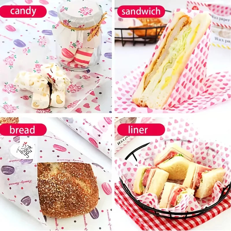 50Pcs Food Grade Non-Stick Baking Wax Paper – Floral Print Baking Wax Paper Nixie