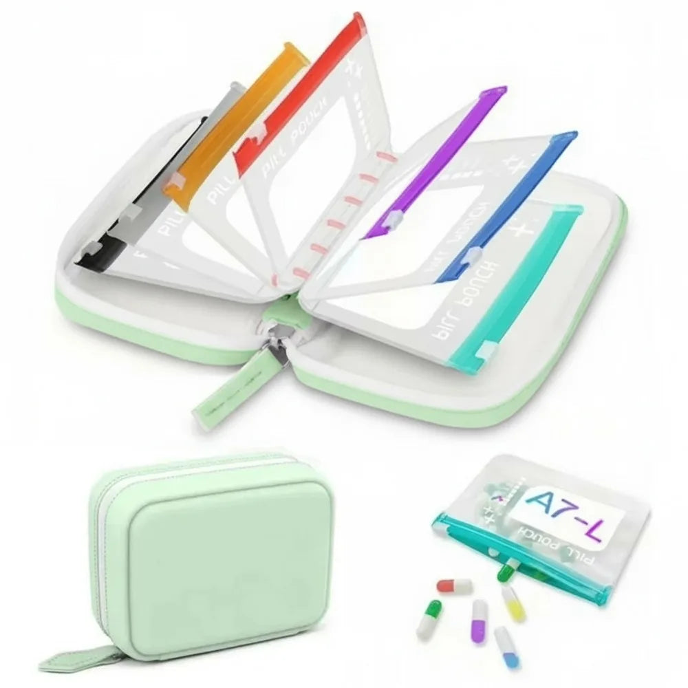 BPA-Free Weekly Pill Organizer 7/14 PCS Waterproof Pouches Pill Organizer Set Nixie Green-7PCS