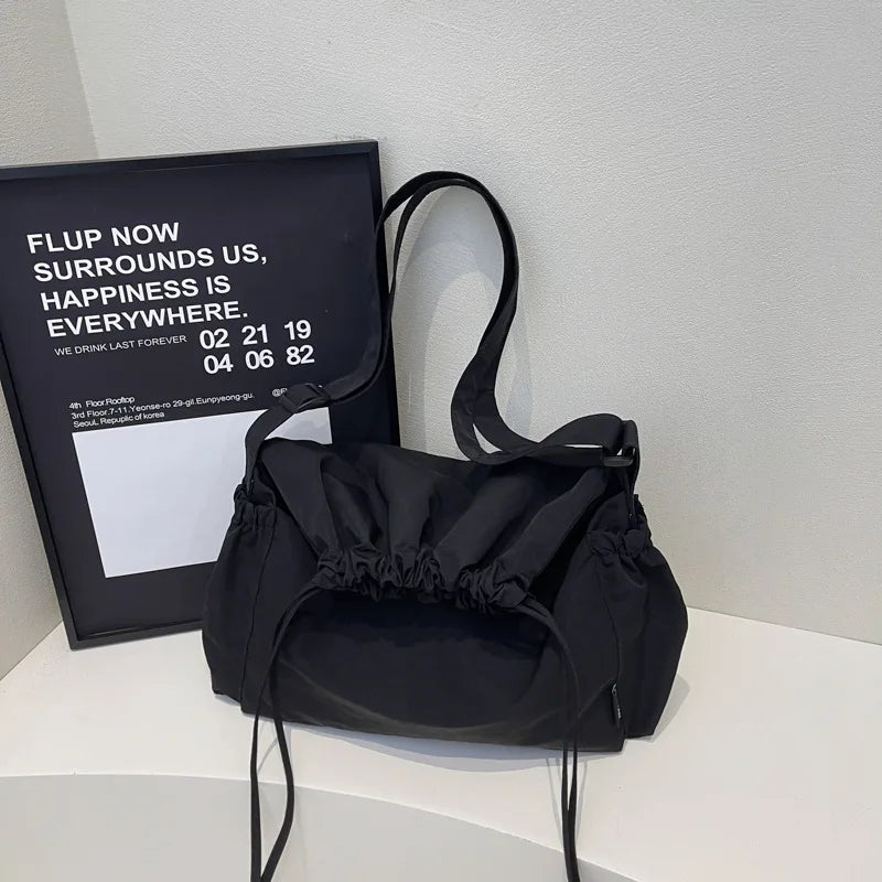Nixie Large Canvas Tote Bag – Lightweight Drawstring Shoulder Bag