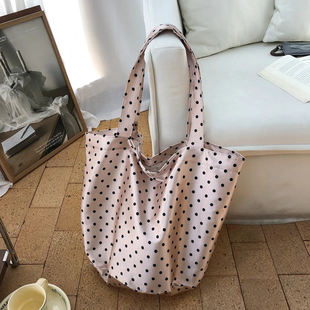 Nixie Retro Polka Dot Tote Bag – Large Women's Shoulder Bag Women's Tote Bag Nixie Champagne