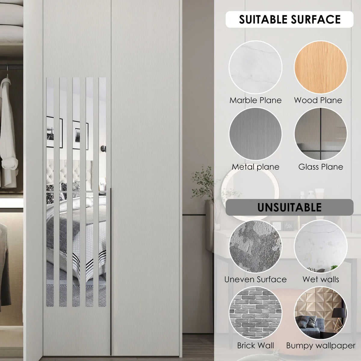 Acrylic 3D Silver Mirror Strip Wall Stickers – Home Decor Mirror Wall Stickers Nixie