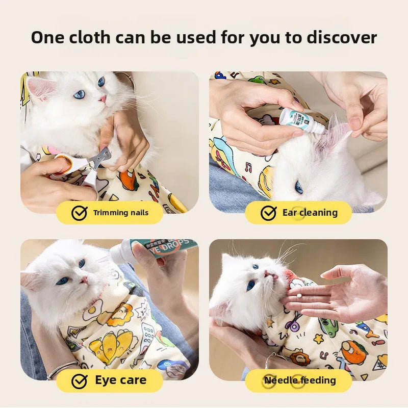 Cat Wrap Cloth – Anti-Scratch Grooming & Nail Trimming Restraint Cat Grooming Wrap Nixie