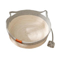 Handwoven Cotton Rope Round Cat Bed – Scratch-Resistant Kitten Nest Cat Bed Nixie Grey