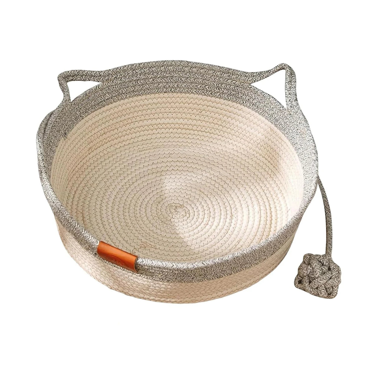 Handwoven Cotton Rope Round Cat Bed – Scratch-Resistant Kitten Nest Cat Bed Nixie Grey