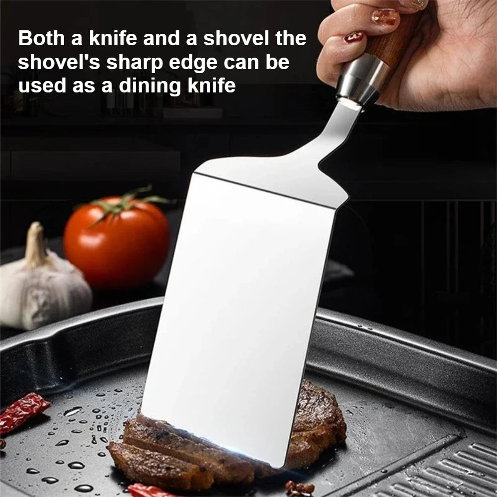 Stainless Steel Spatula Wooden Handle – BBQ Griddle Turner