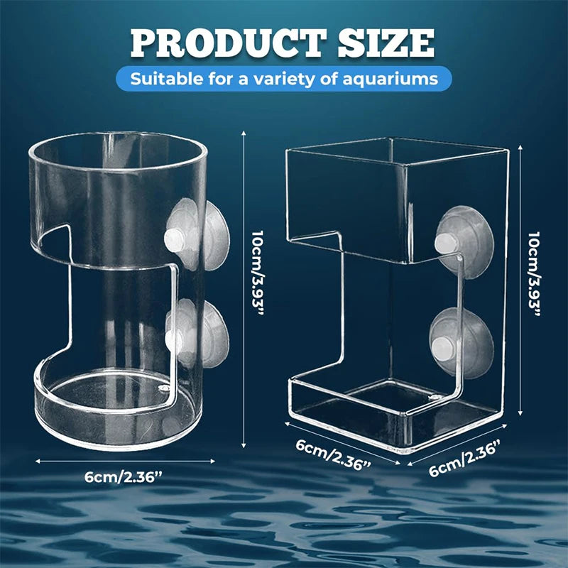 Acrylic Fish Food Holder for Fish Tank – Dish Tray & Suction Cup Aquarium Fish Feeder Nixie