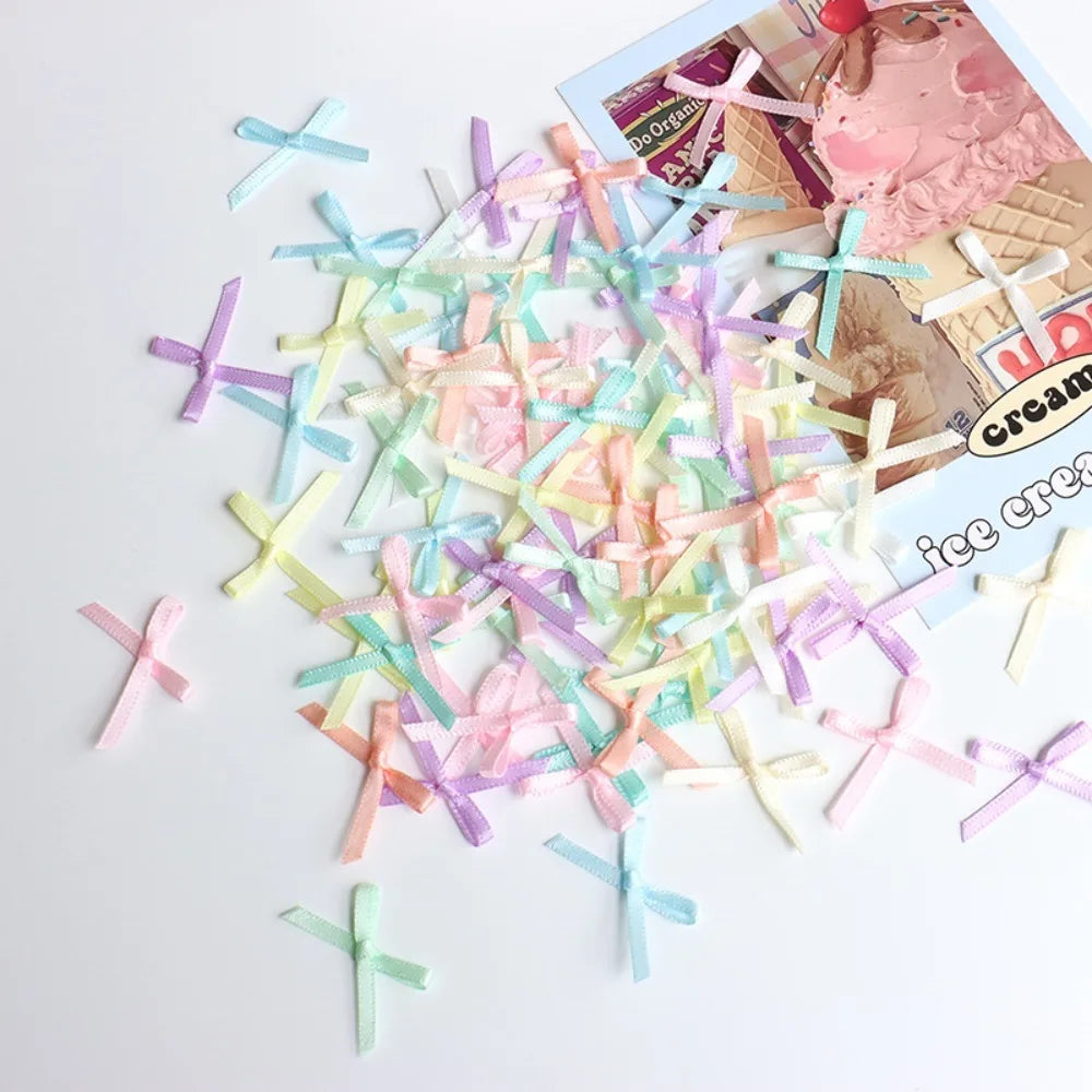 100pcs Mini Ribbon Bows 2x3cm – DIY Craft & Gift Wrapping Ribbon Craft Bows Nixie Mixed Color 1 L