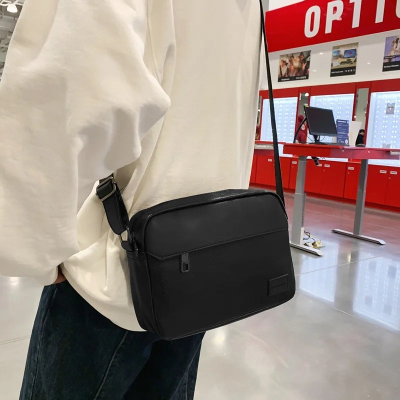 Men's PU Leather Double Zipper Shoulder & Crossbody Bag Crossbody Shoulder Bag Nixie