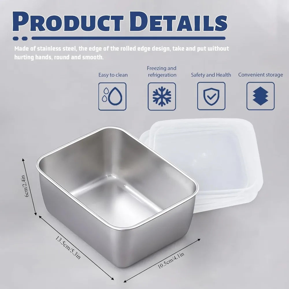 Stainless Steel Food Containers with Lids – Reusable Snack Box Food Storage Container Nixie