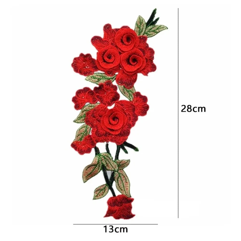 3D Embroidered Rose Flower Sew-On Patch – Ethnic Appliqué Embroidered Sew-On Patch Nixie