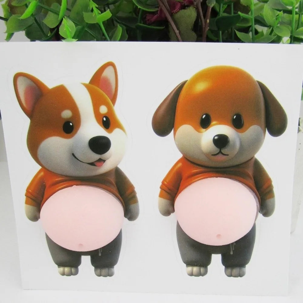Chubby Shiba Inu 3D Squeezable Dog Belly Stickers 2/4 PCS 3D Novelty Stickers Nixie