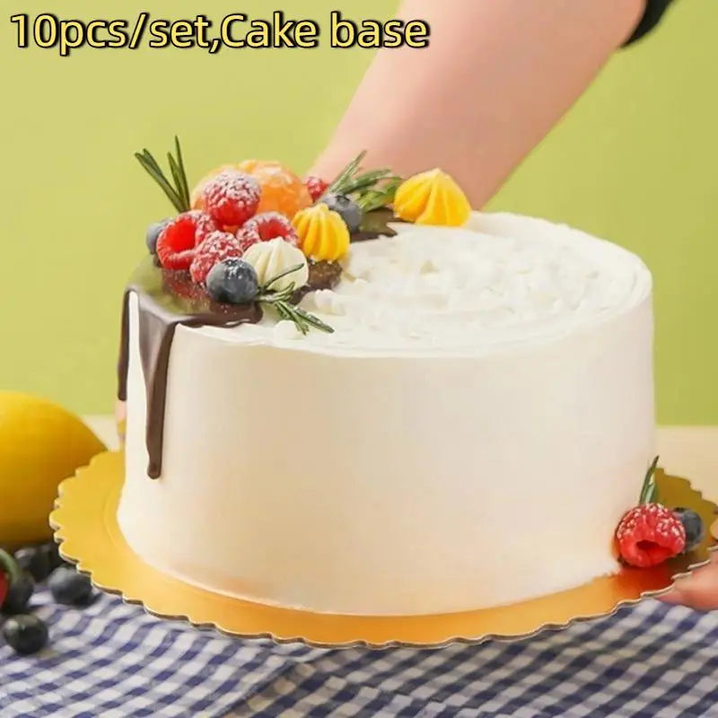 10 Pcs Cake Boards with Gold Rings – 6 8 10 12 Inch Cake Base Cake Boards Nixie