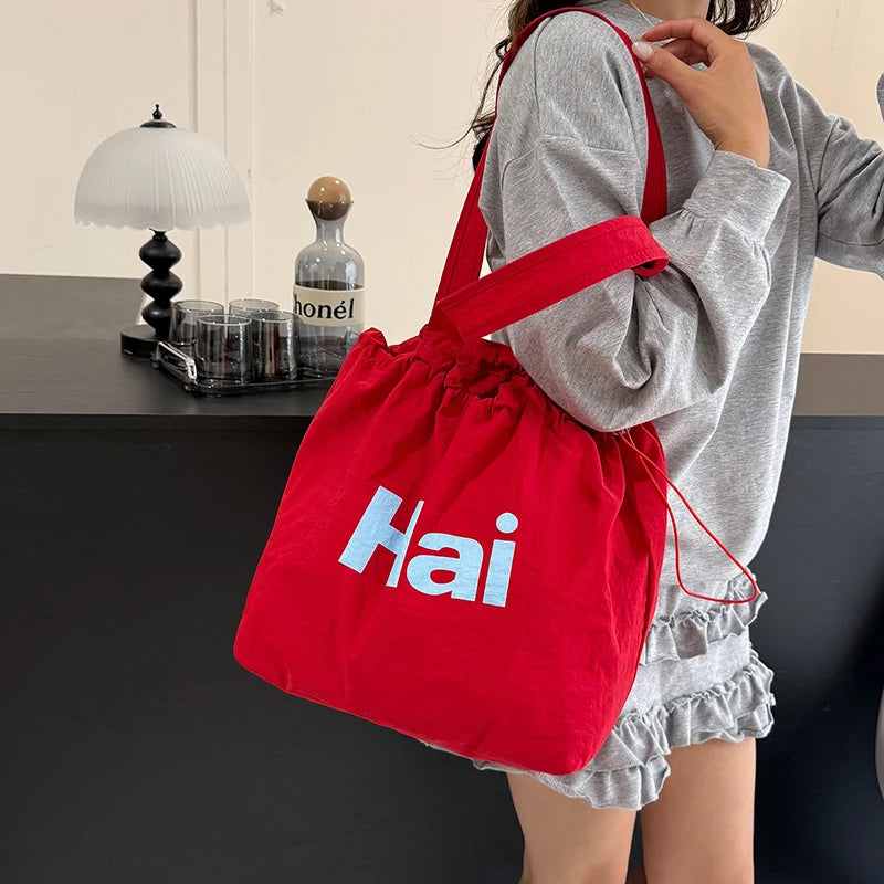 Japanese Minimalist Drawstring Crossbody Tote Bag for Women Crossbody Tote Bag Nixie