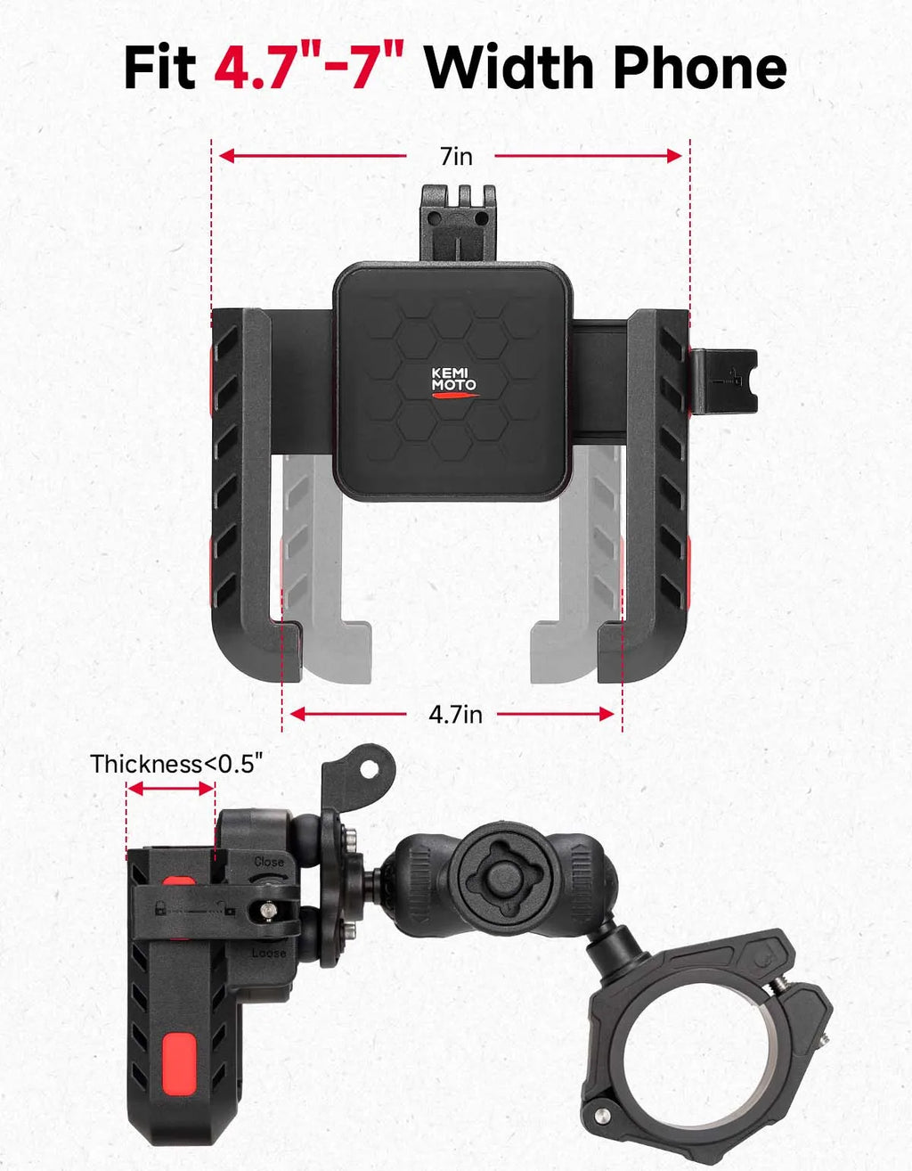 UTV Phone Mount Anti-Vibration CNC Aluminum 1.75"–2" Roll Bar UTV Phone Mount Nixie