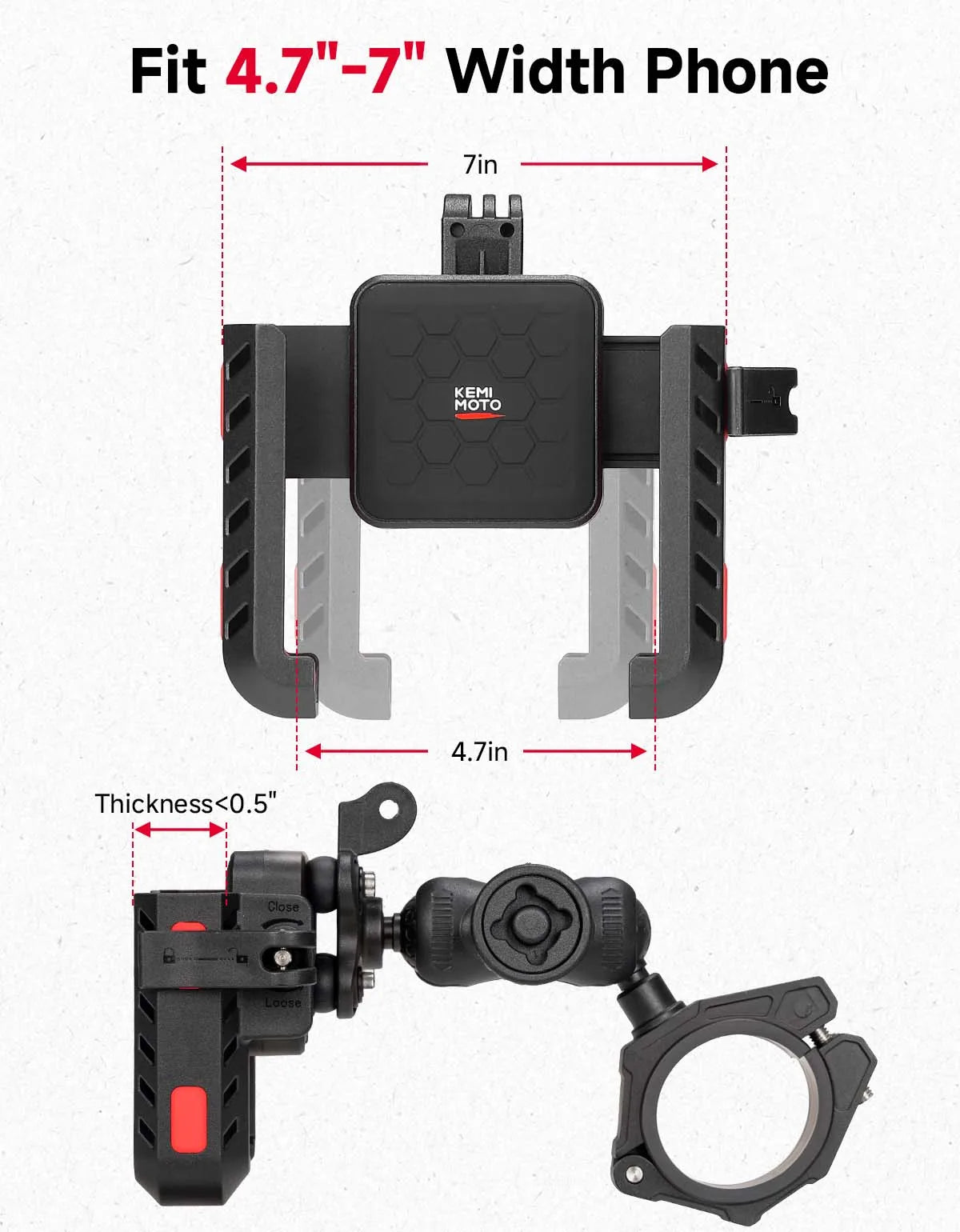 UTV Phone Mount Anti-Vibration CNC Aluminum 1.75"–2" Roll Bar UTV Phone Mount Nixie