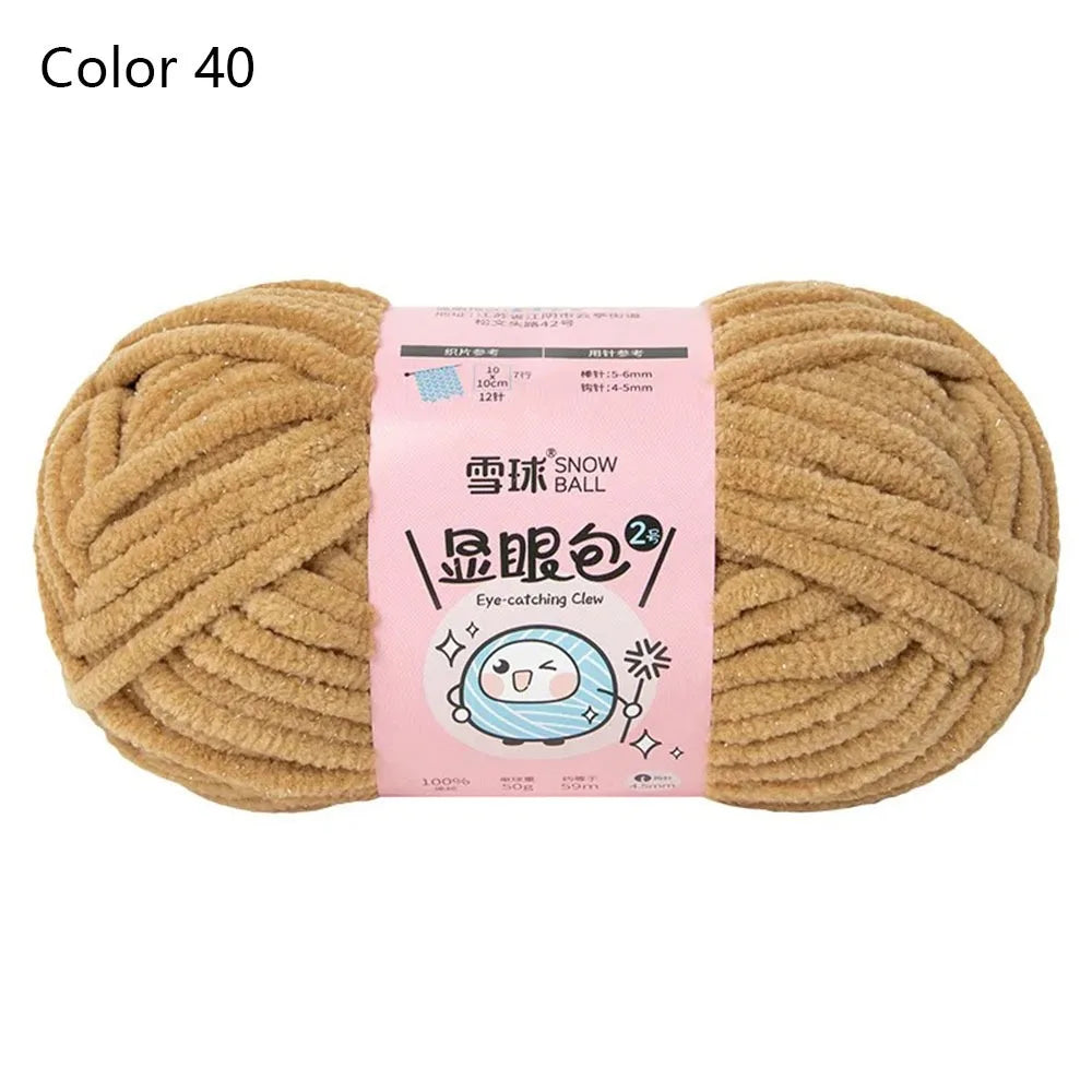 Soft Chenille Yarn 50g 59M 4.5mm – Shiny Chunky Knitting Yarn
